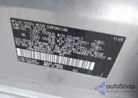 2010 Toyota Rav4 Limited V6 z USA, uszkodzony, nr VIN JTMDK4DV7AD012679